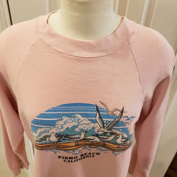 Texrile Prints Size Large VINTAGE Pink Pismo Beach California Sweatshirt - Picture 4 of 9
